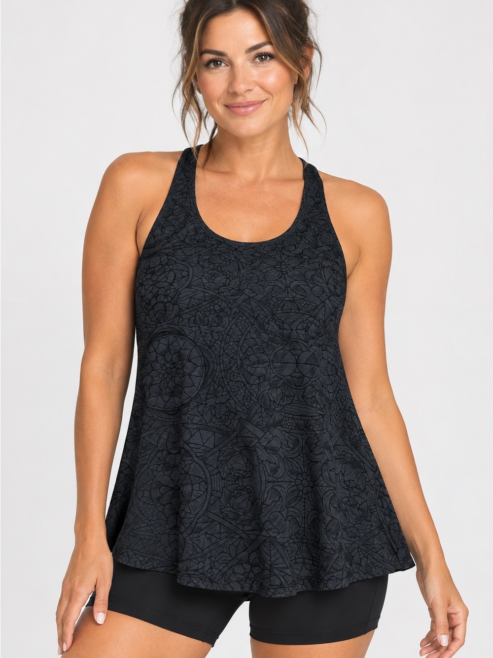 LULULEMON RARE MOSAIC FLORAL BLUE INKWELL PRINT RACERBACK TANK TOP